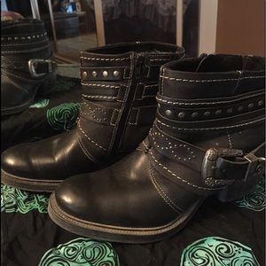 Josef Seibel black leather boots, size 8